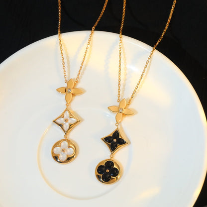 [BloomBling]STAR AND SUN ONYX PINK GOLD NECKLACE