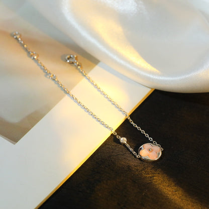 [BloomBling]SUN MOTIF PINK MOP SILVER BRACELET