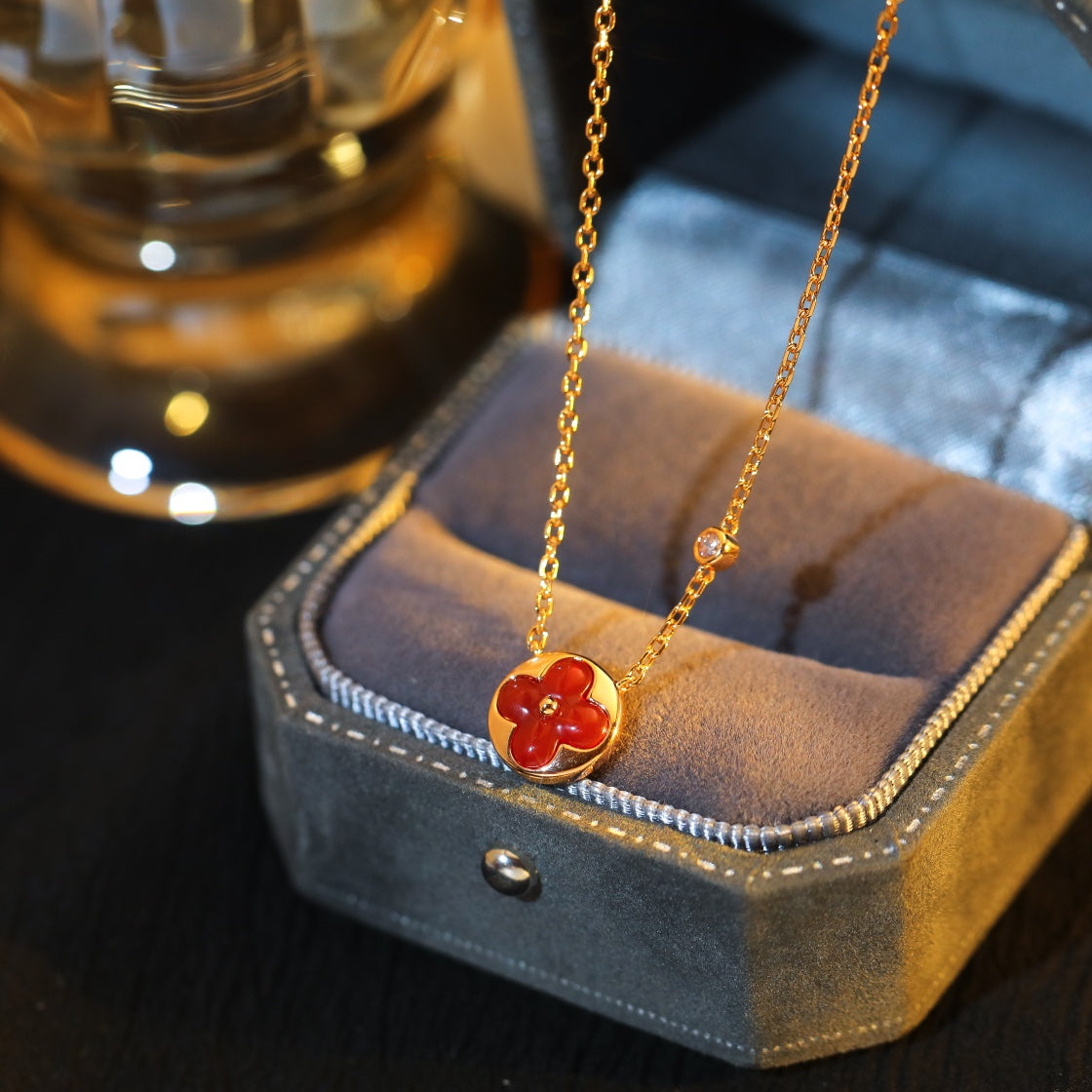 [BloomBling]SUN PEDANT PINK GOLD 1 DIAMOND NECKLACE