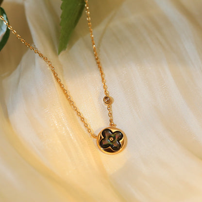 [BloomBling]SUN PEDANT PINK GOLD 1 DIAMOND NECKLACE