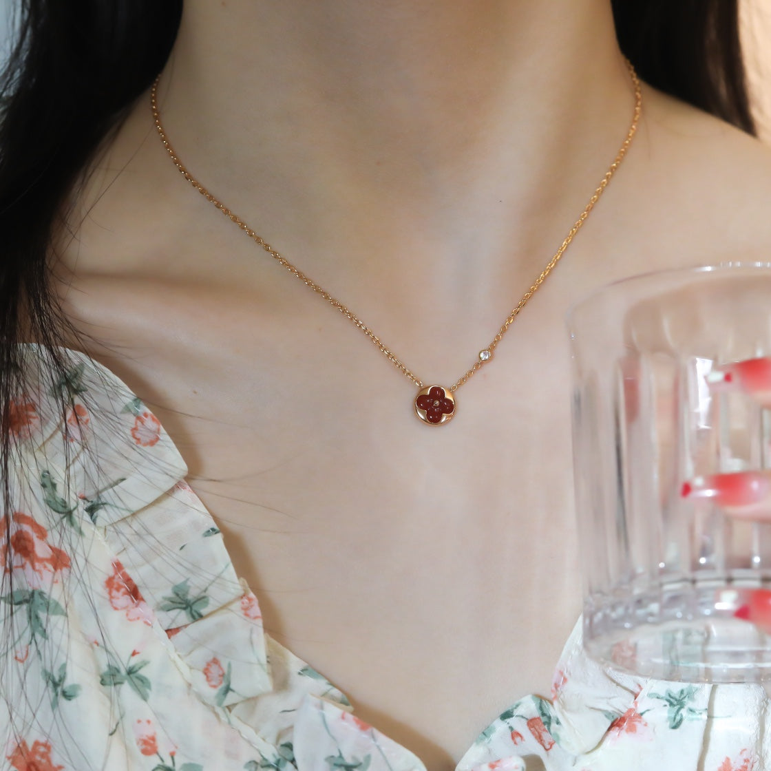 [BloomBling]SUN PEDANT PINK GOLD 1 DIAMOND NECKLACE