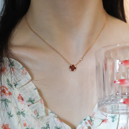 [BloomBling]SUN PEDANT PINK GOLD 1 DIAMOND NECKLACE