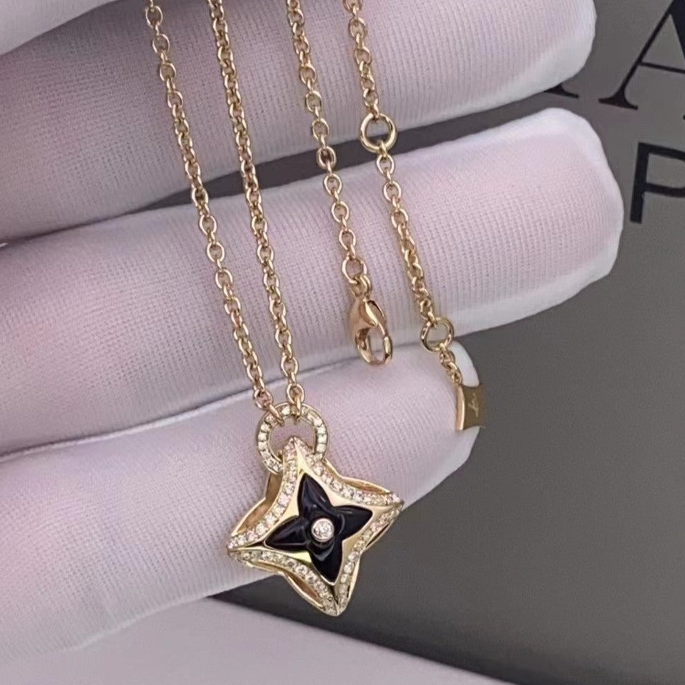 [BloomBling]STAR PEDANT PINK GOLD DIAMOND NECKLACE