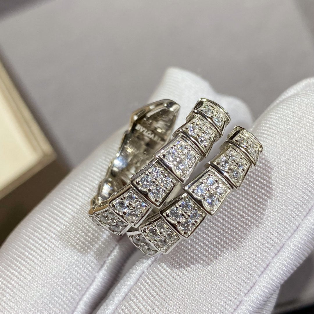 [BloomBling]SERPENTI DOUBLE RING SILVER DIAMOND PAVED
