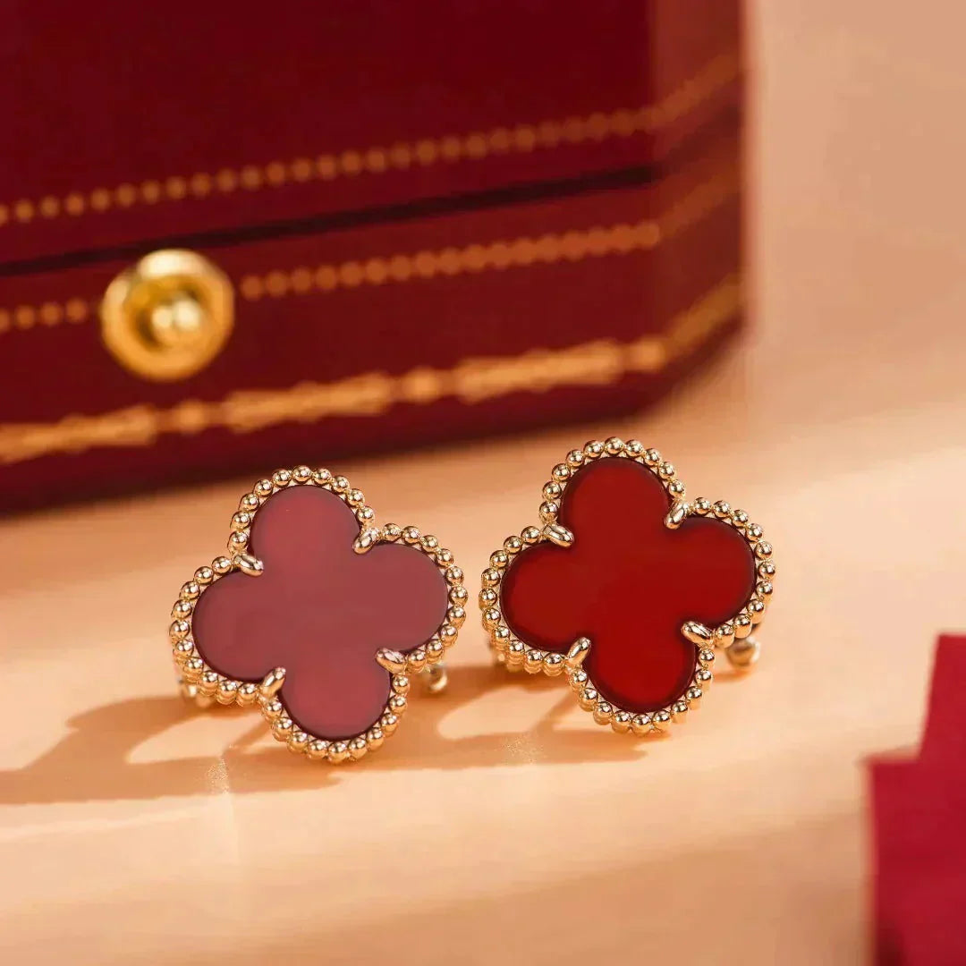 [BloomBling]CLOVER MEDIUM 1 MOTIFS CARNELIAN  EARRINGS
