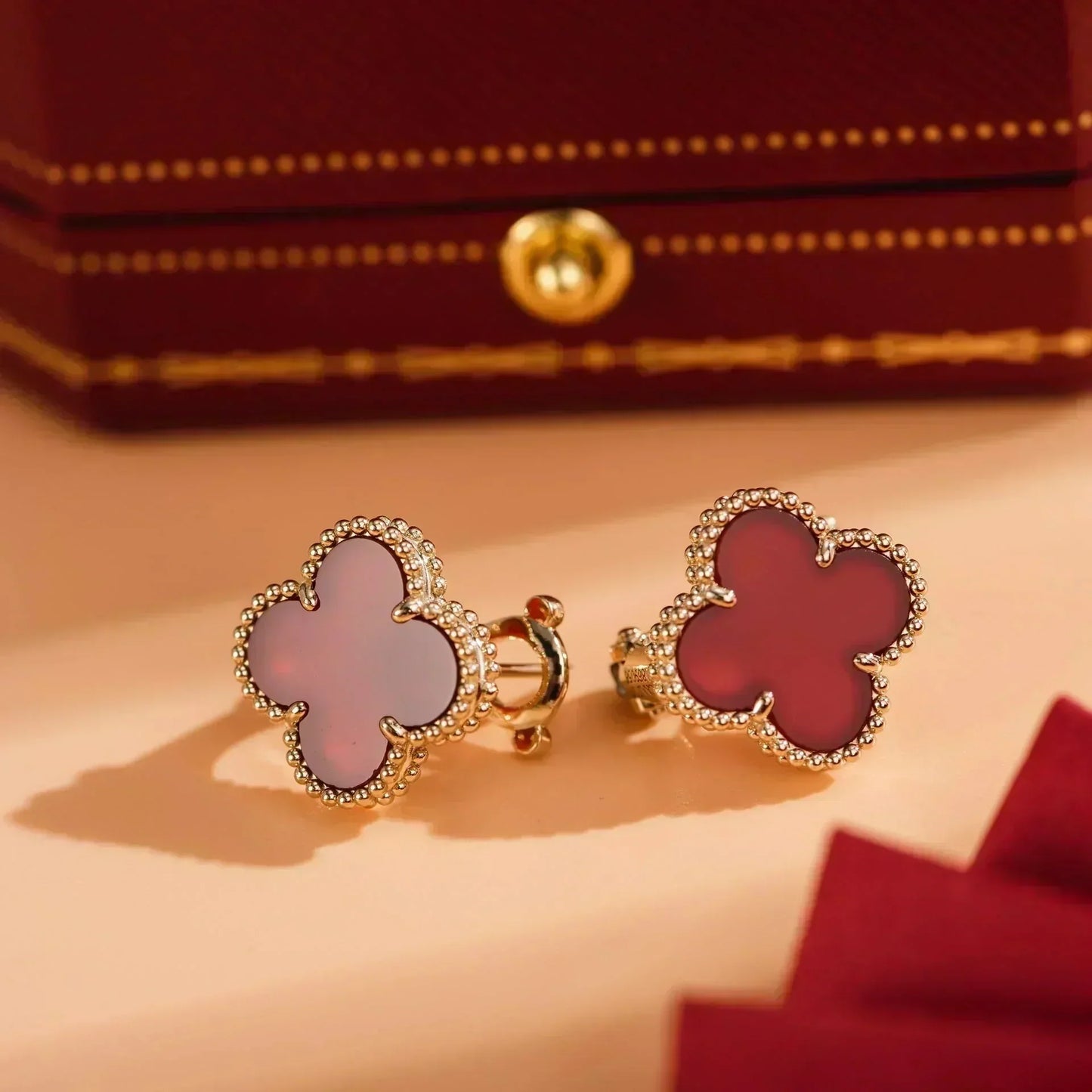 [BloomBling]CLOVER MEDIUM 1 MOTIFS CARNELIAN  EARRINGS