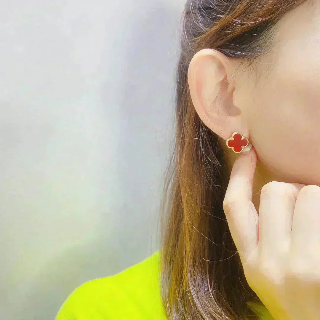 [BloomBling]CLOVER MEDIUM 1 MOTIFS CARNELIAN  EARRINGS