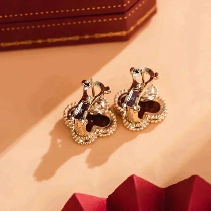 [BloomBling]CLOVER MEDIUM 1 MOTIFS CARNELIAN  EARRINGS