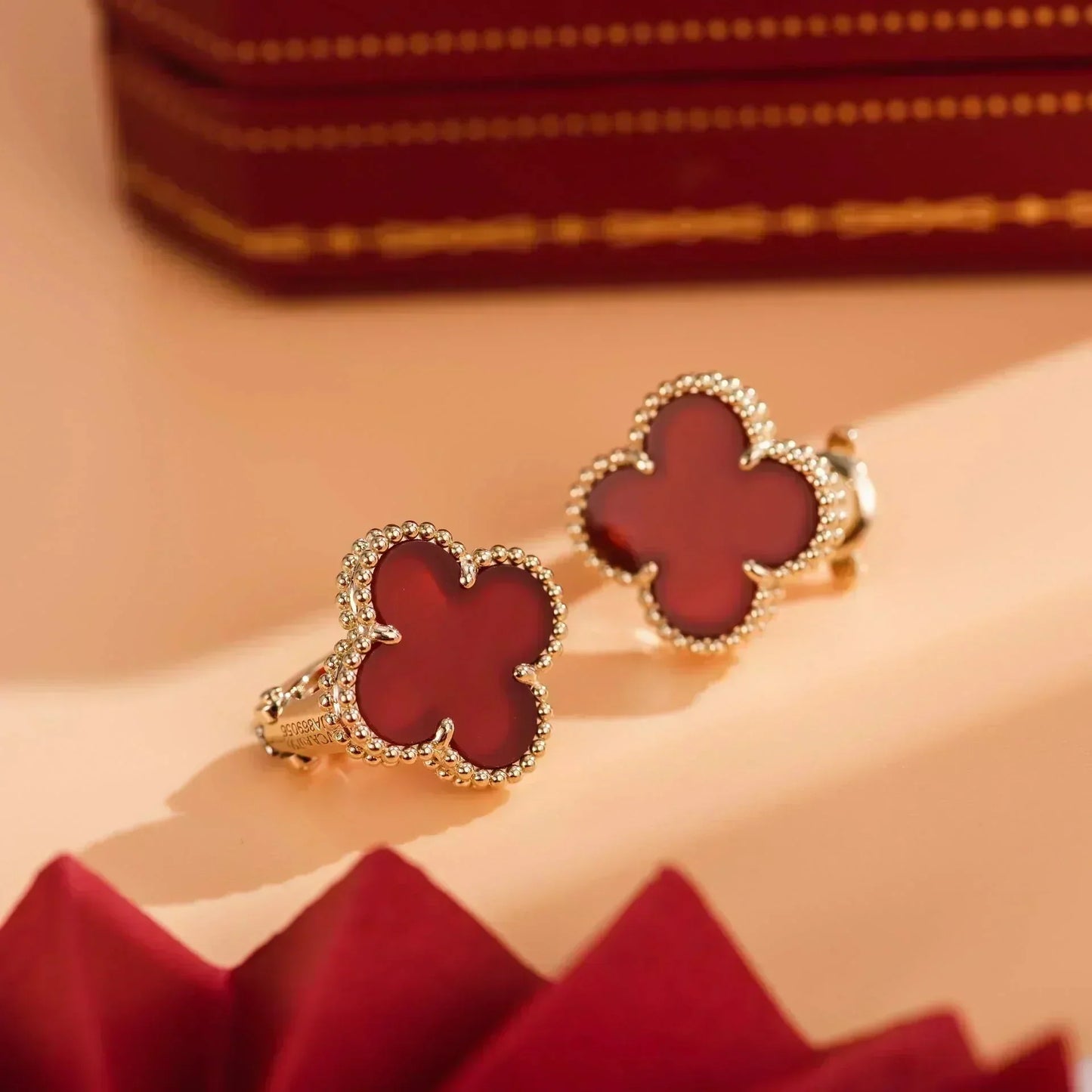 [BloomBling]CLOVER MEDIUM 1 MOTIFS CARNELIAN  EARRINGS