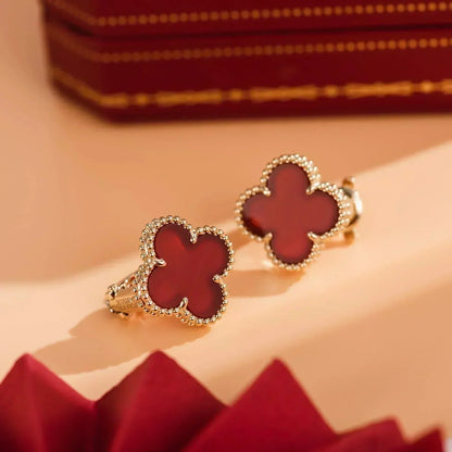 [BloomBling]CLOVER MEDIUM 1 MOTIFS CARNELIAN  EARRINGS