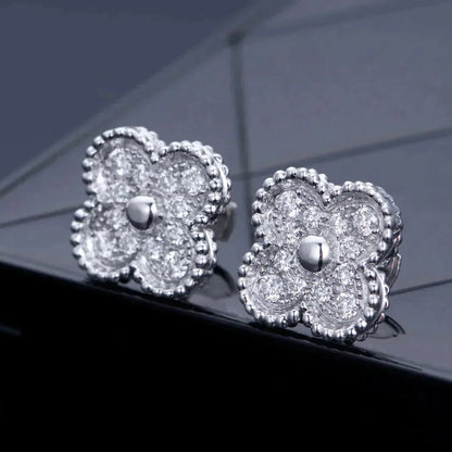 [BloomBling]CLOVER 1 MOTIFS DIAMOND STUD EARRINGS SILVER