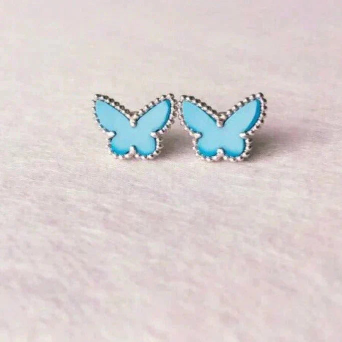 [BloomBling]BUTTERFLY TURQUOISE EARRINGS SILVER