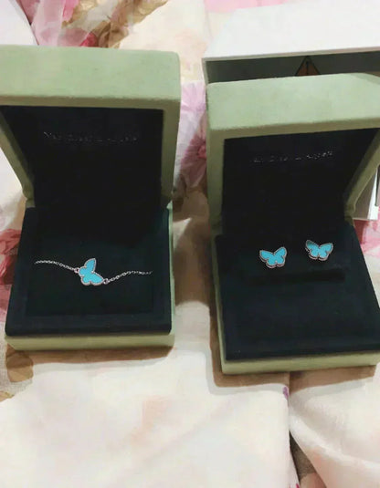 [BloomBling]BUTTERFLY TURQUOISE EARRINGS SILVER