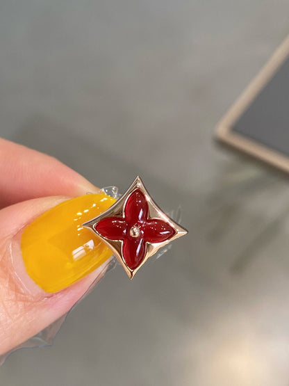 [BloomBling]STAR AND SUN PINK GOLD CARNELIAN STUD EARRINGS