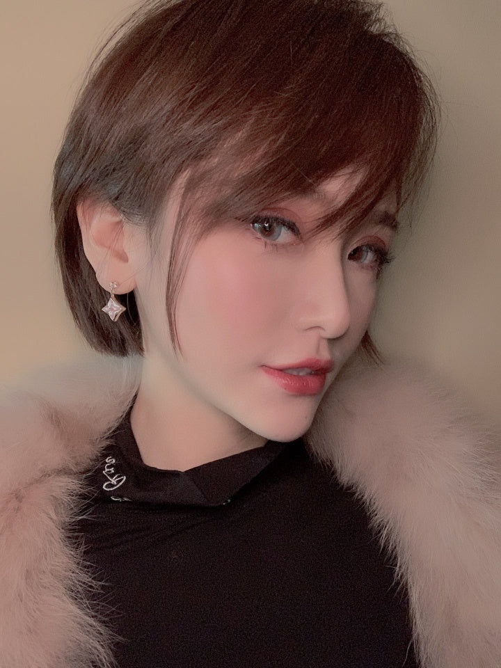 [BloomBling]DOUBLE STAR PINK GOLD MOP DROP EARRINGS