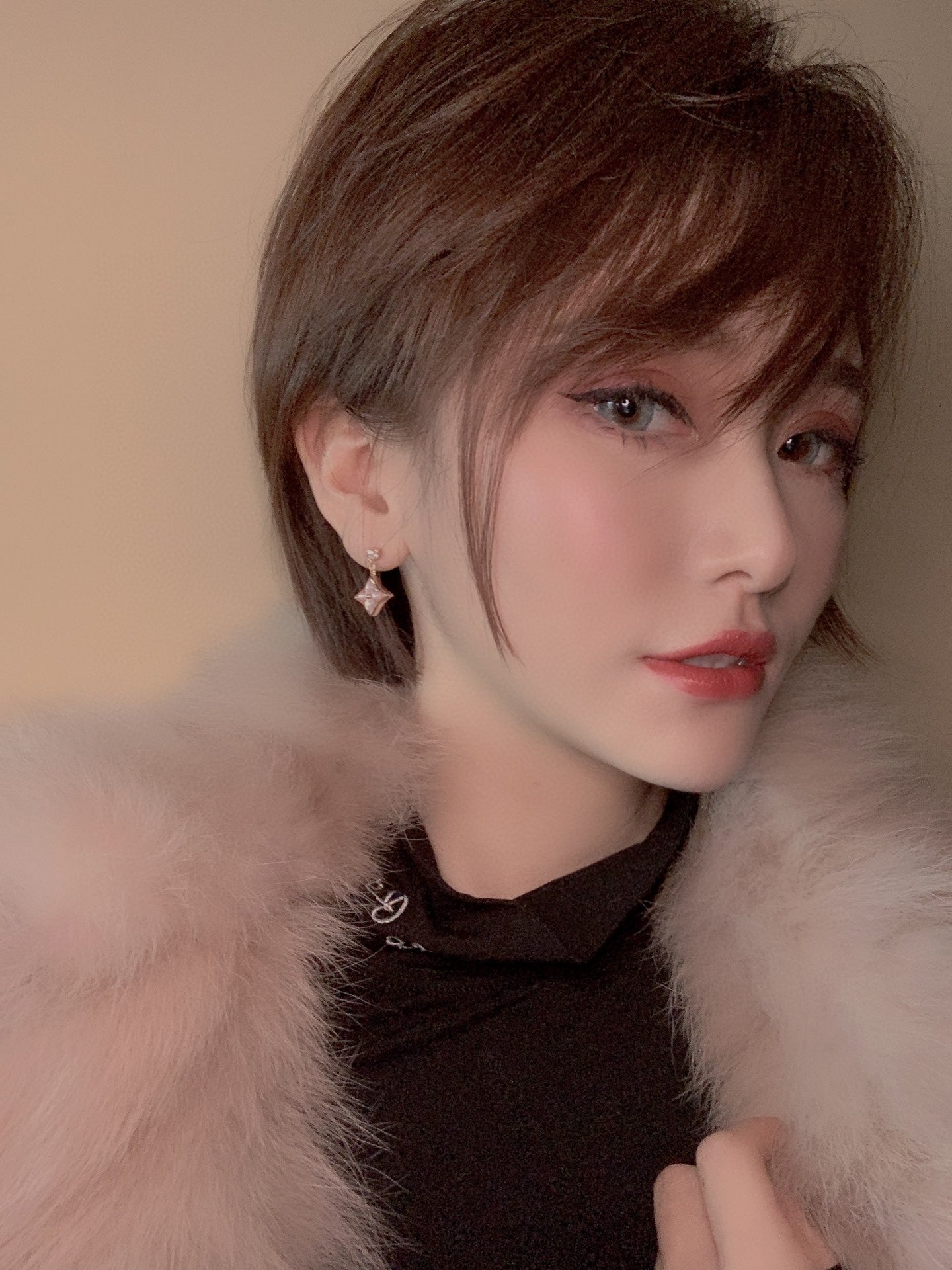 [BloomBling]DOUBLE STAR PINK GOLD MOP DROP EARRINGS