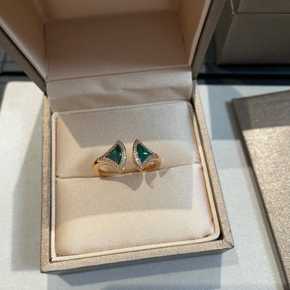 [BloomBling]DREAM MALACHITE DIAMOND OPEN RING