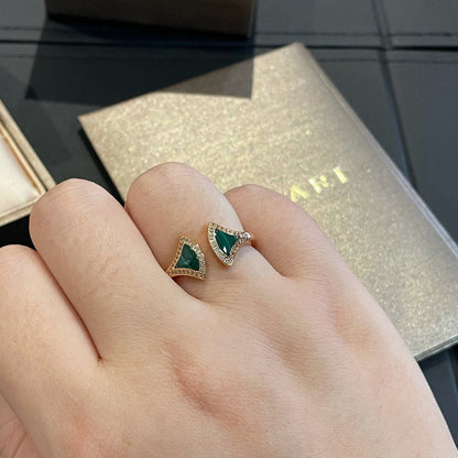 [BloomBling]DREAM MALACHITE DIAMOND OPEN RING
