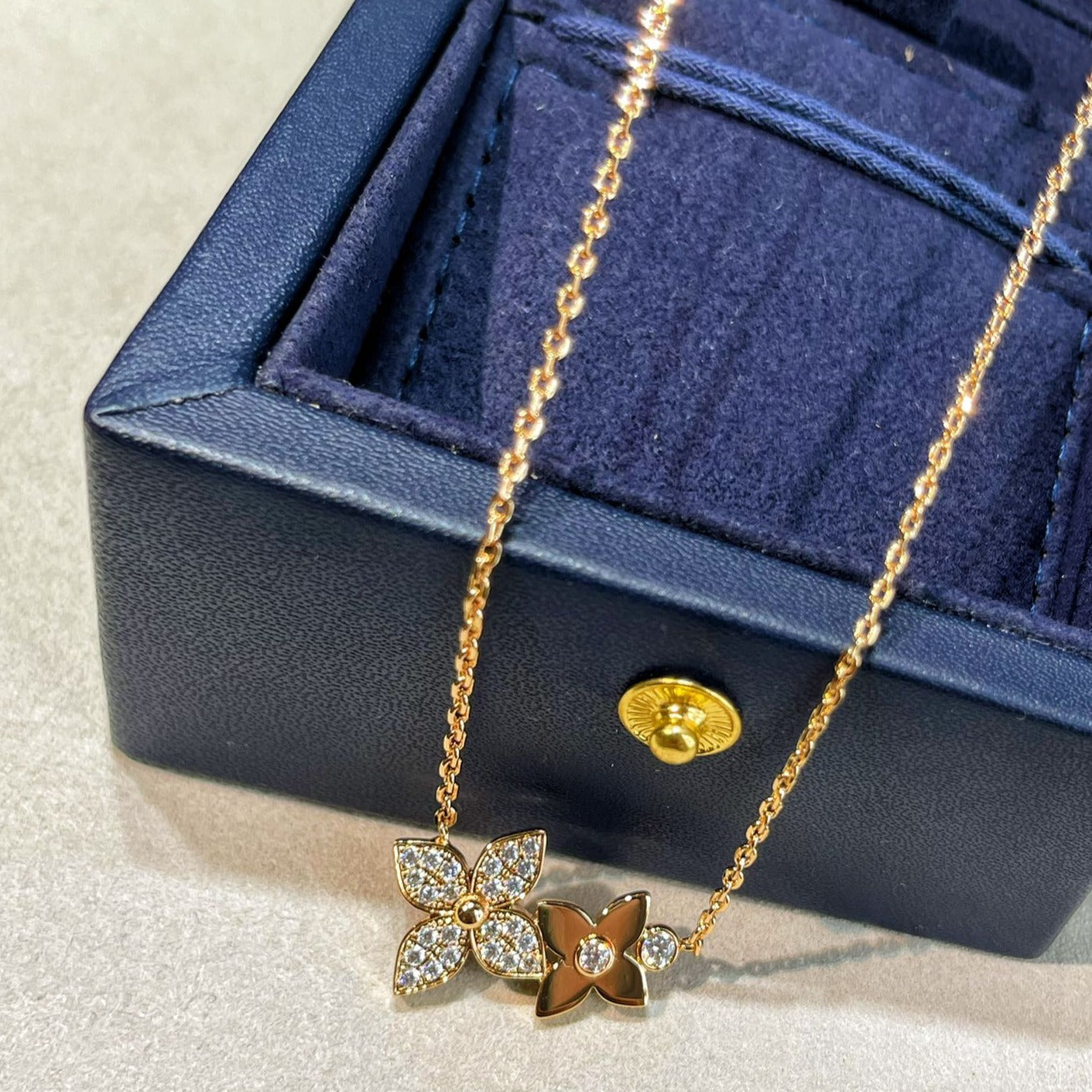 [BloomBling]STAR BLOSSOM NECKLACE PINK GOLD DIAMONDS