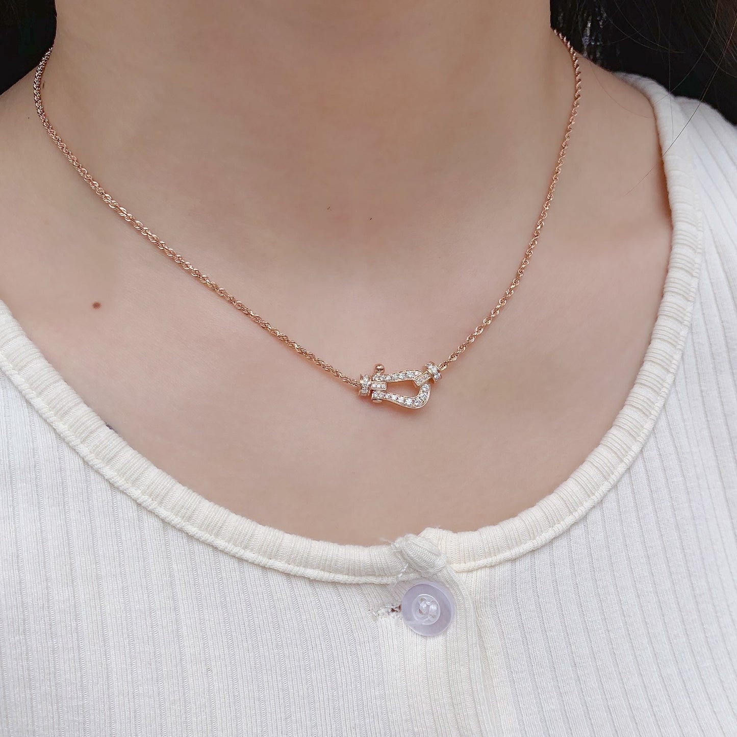 [BloomBling]FORCE 10 PINK GOLD DIAMOND NECKLACE
