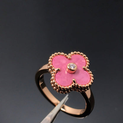 [BloomBling]CLOVER RHODONITE ROSE GOLD RING