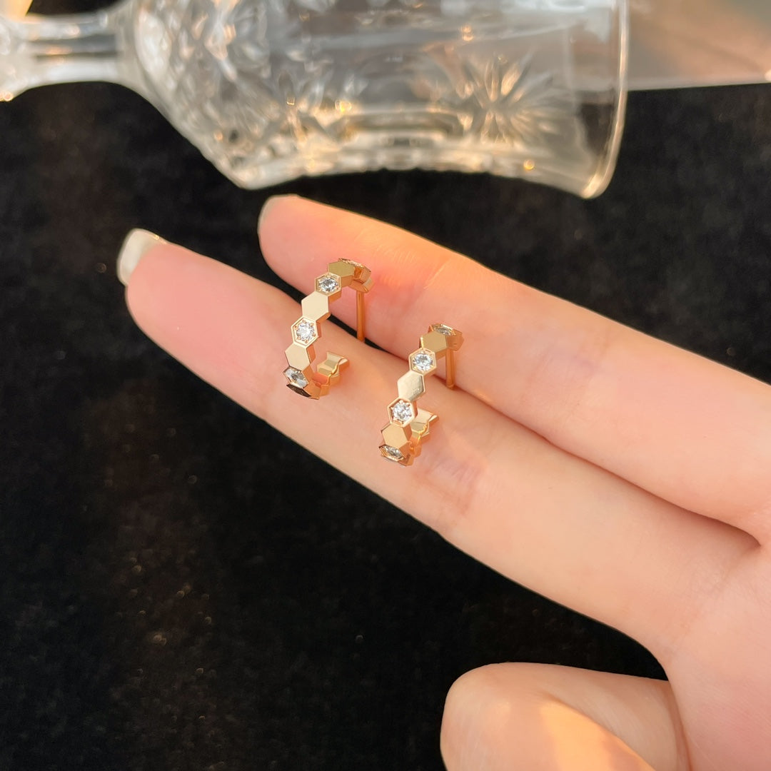 [BloomBling]BEE LOVE DIAMOND HOOP EARRINGS