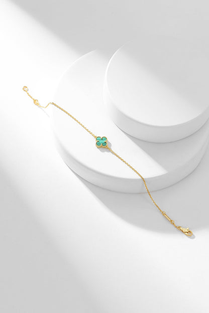[BloomBling]CLOVER BRACELET MALACHITE 1 MOTIF