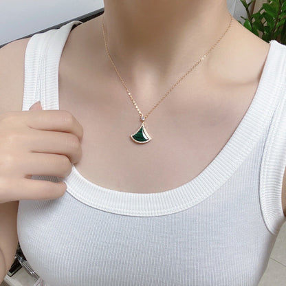 [BloomBling]DREAM MALACHITE DIAMOND PAVED PINK GOLD NECKLACE