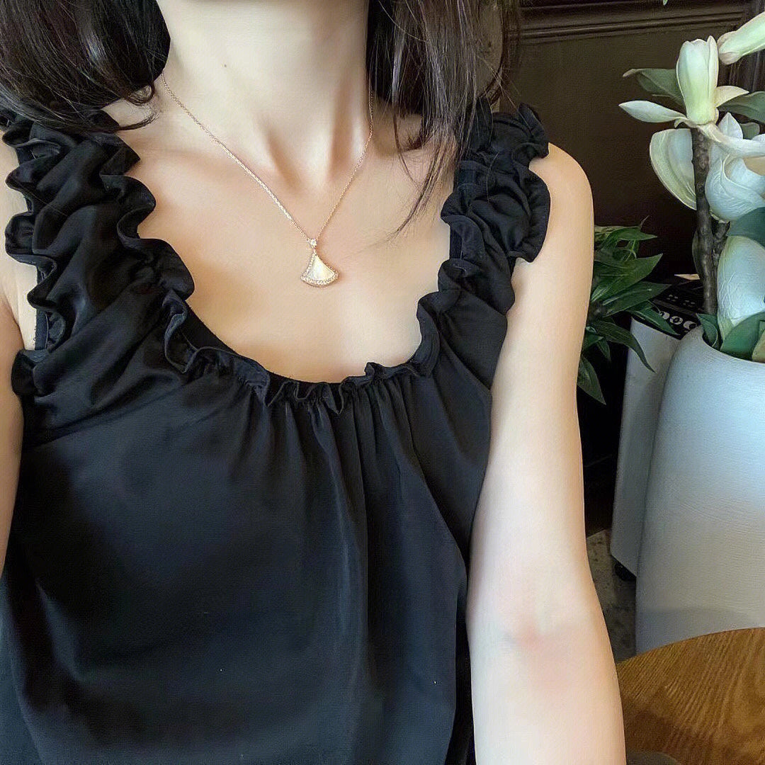[BloomBling]DREAM MOP DIAMOND PAVED PINK GOLD NECKLACE