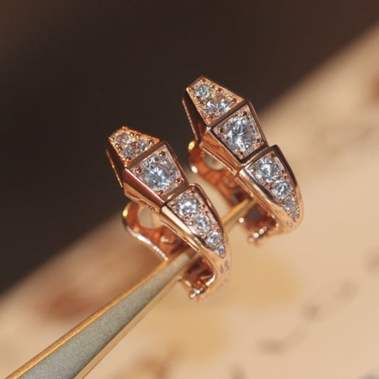 [BloomBling]SERPENT PINK GOLD DIAMOND EARRINGS