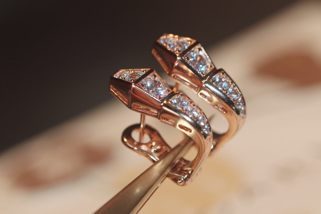 [BloomBling]SERPENT PINK GOLD DIAMOND EARRINGS