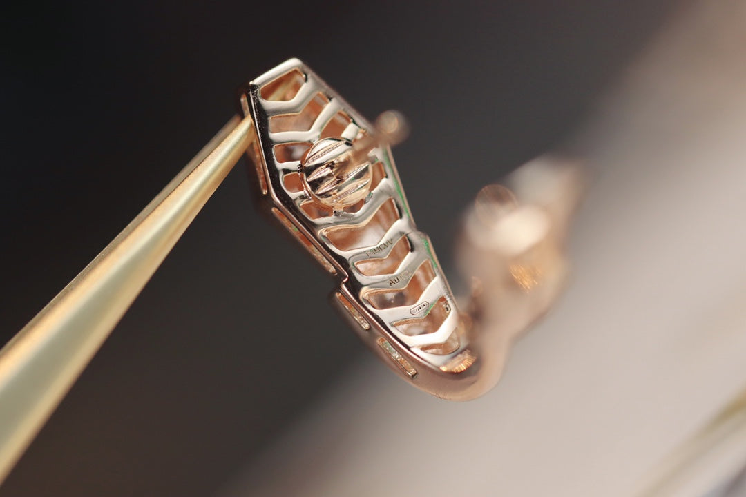 [BloomBling]SERPENT PINK GOLD DIAMOND EARRINGS