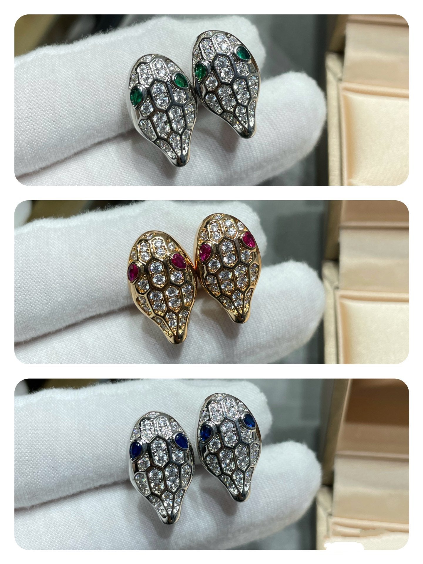 [BloomBling]SERPENT DIAMOND STUD EARRINGS