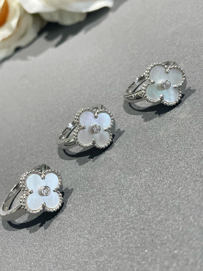 [BloomBling]CLOVER SILVER MOP DIAMOND RING