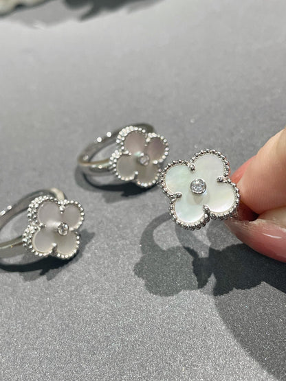 [BloomBling]CLOVER SILVER MOP DIAMOND RING