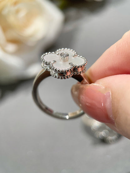 [BloomBling]CLOVER SILVER MOP DIAMOND RING