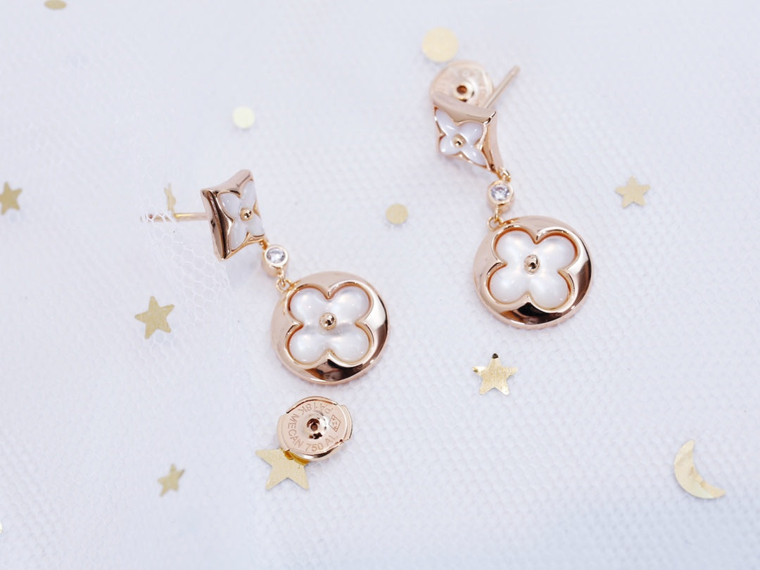 [BloomBling]STAR AND SUN PINK GOLD MOP DROP EARRINGS