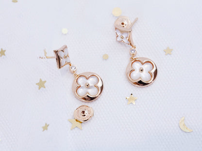 [BloomBling]STAR AND SUN PINK GOLD MOP DROP EARRINGS