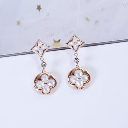 [BloomBling]STAR AND SUN PINK GOLD MOP DROP EARRINGS