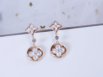 [BloomBling]STAR AND SUN PINK GOLD MOP DROP EARRINGS