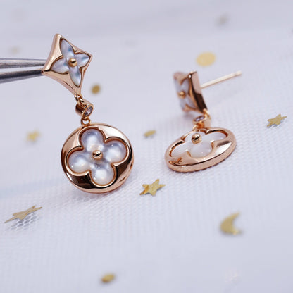 [BloomBling]STAR AND SUN PINK GOLD MOP DROP EARRINGS