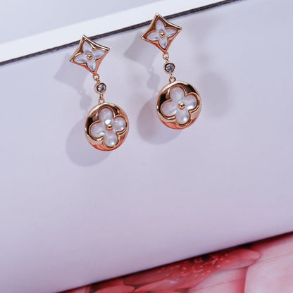 [BloomBling]STAR AND SUN PINK GOLD MOP DROP EARRINGS
