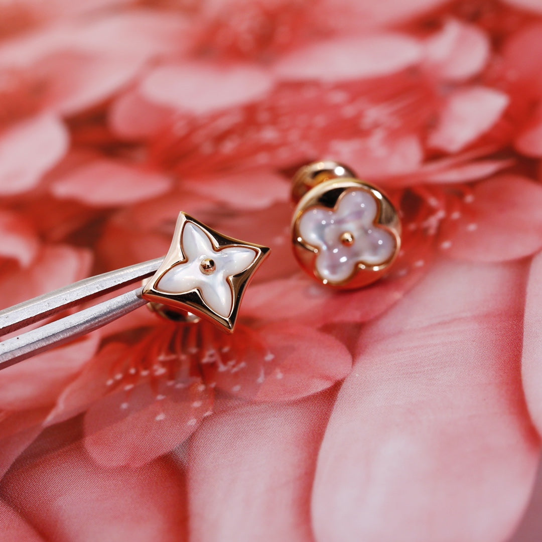 [BloomBling]STAR AND SUN PINK GOLD MOP STUD EARRINGS