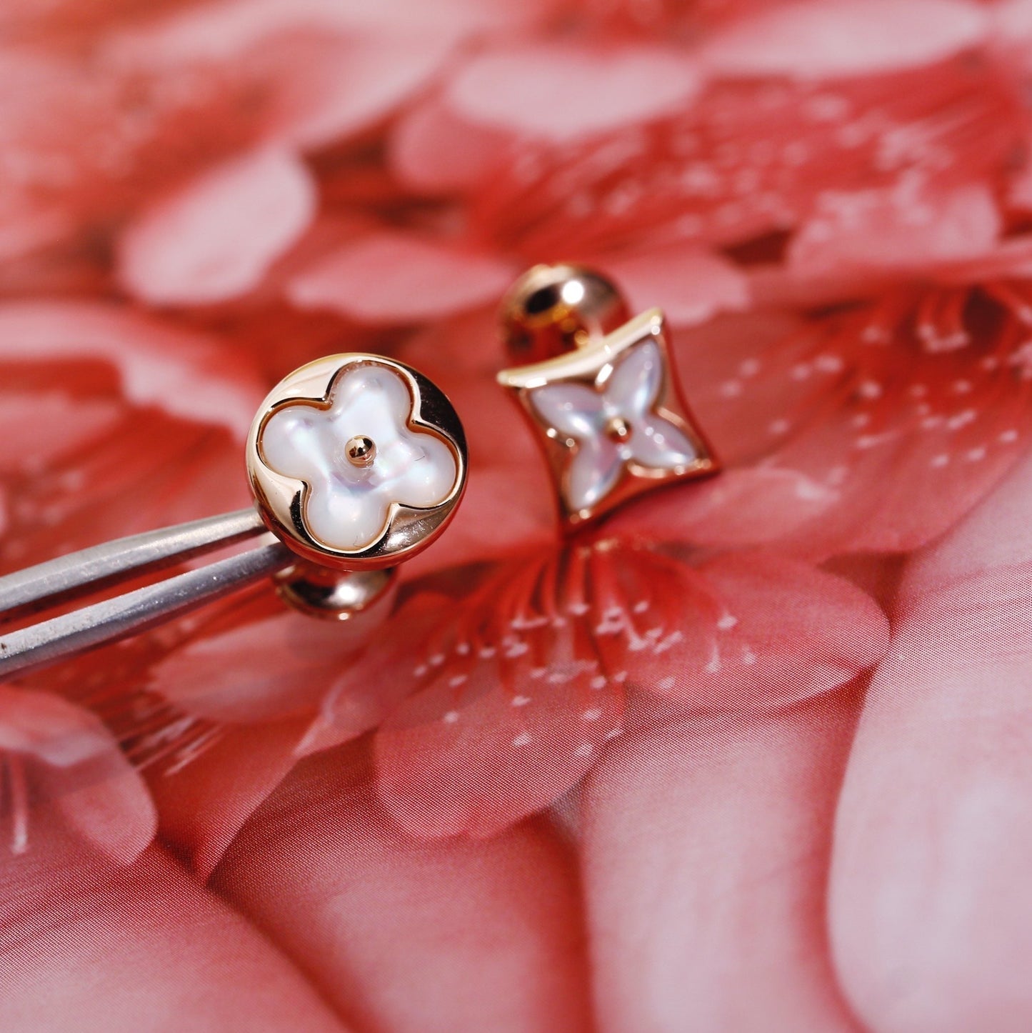 [BloomBling]STAR AND SUN PINK GOLD MOP STUD EARRINGS