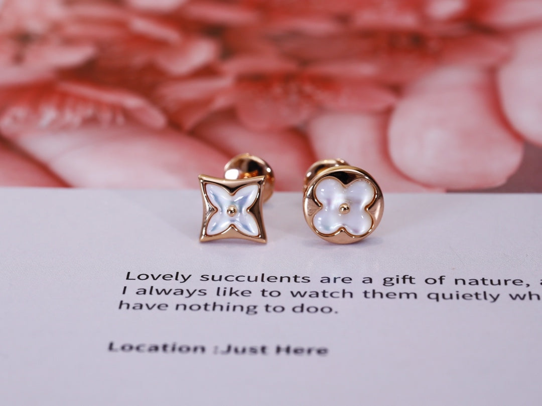 [BloomBling]STAR AND SUN PINK GOLD MOP STUD EARRINGS