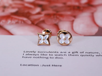 [BloomBling]STAR AND SUN PINK GOLD MOP STUD EARRINGS