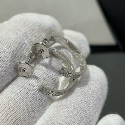 [BloomBling]LOVE DIAMOND SILVER HOOP EARRINGS