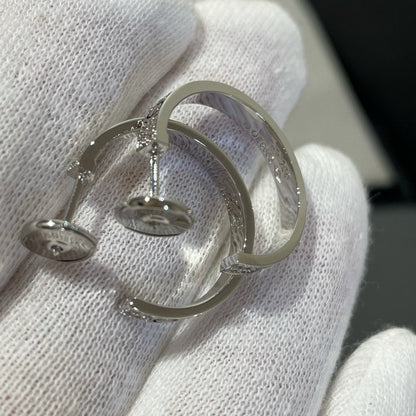 [BloomBling]LOVE DIAMOND SILVER HOOP EARRINGS