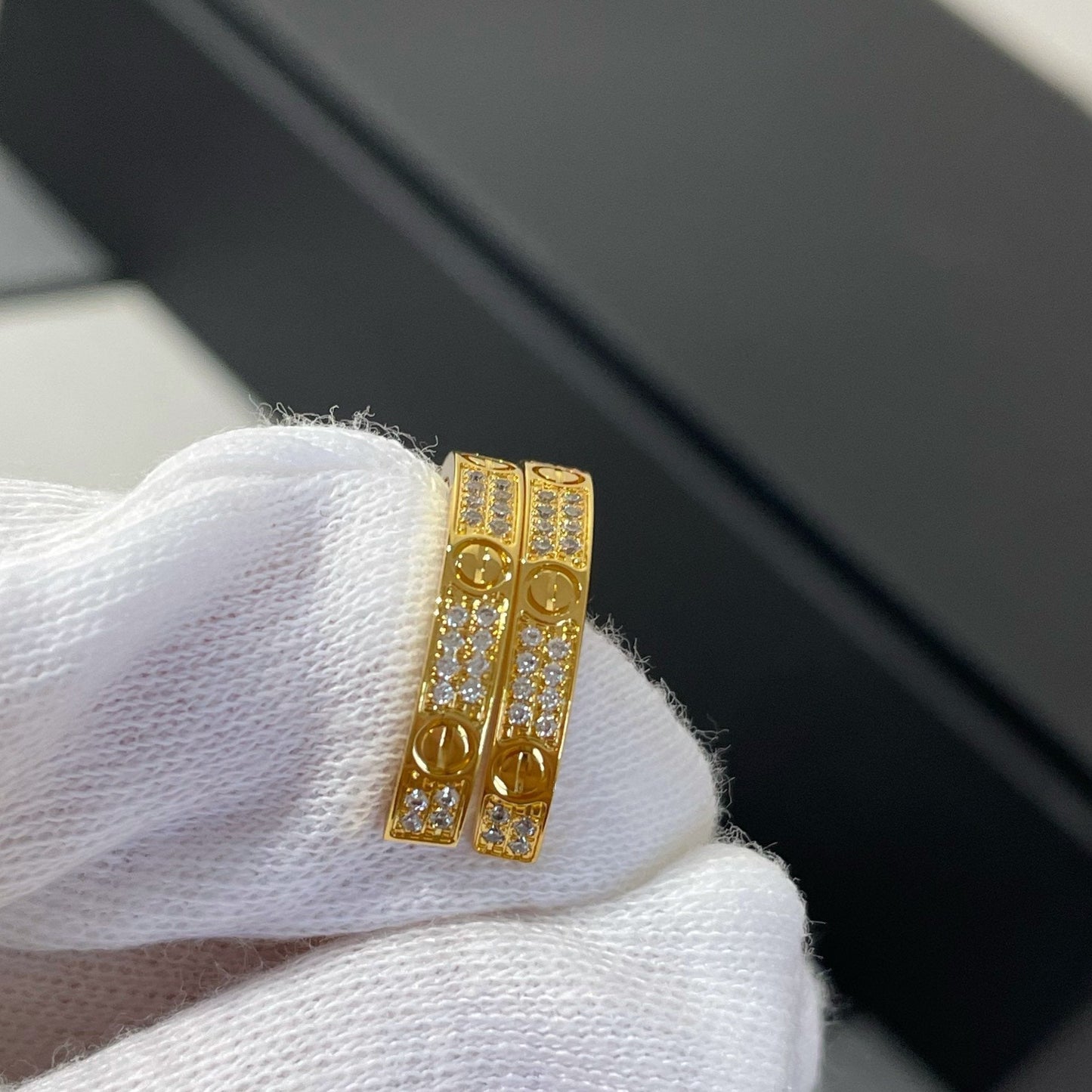 [BloomBling]LOVE DIAMOND GOLD HOOP EARRINGS