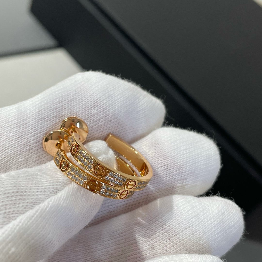 [BloomBling]LOVE DIAMOND PINK GOLD HOOP EARRINGS